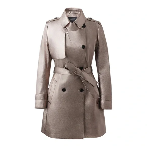 🔥🔥🔥 Mackage Mely leather trench coat in rose gold (quartz), size S 🔥🔥🔥 - Picture 3 of 14